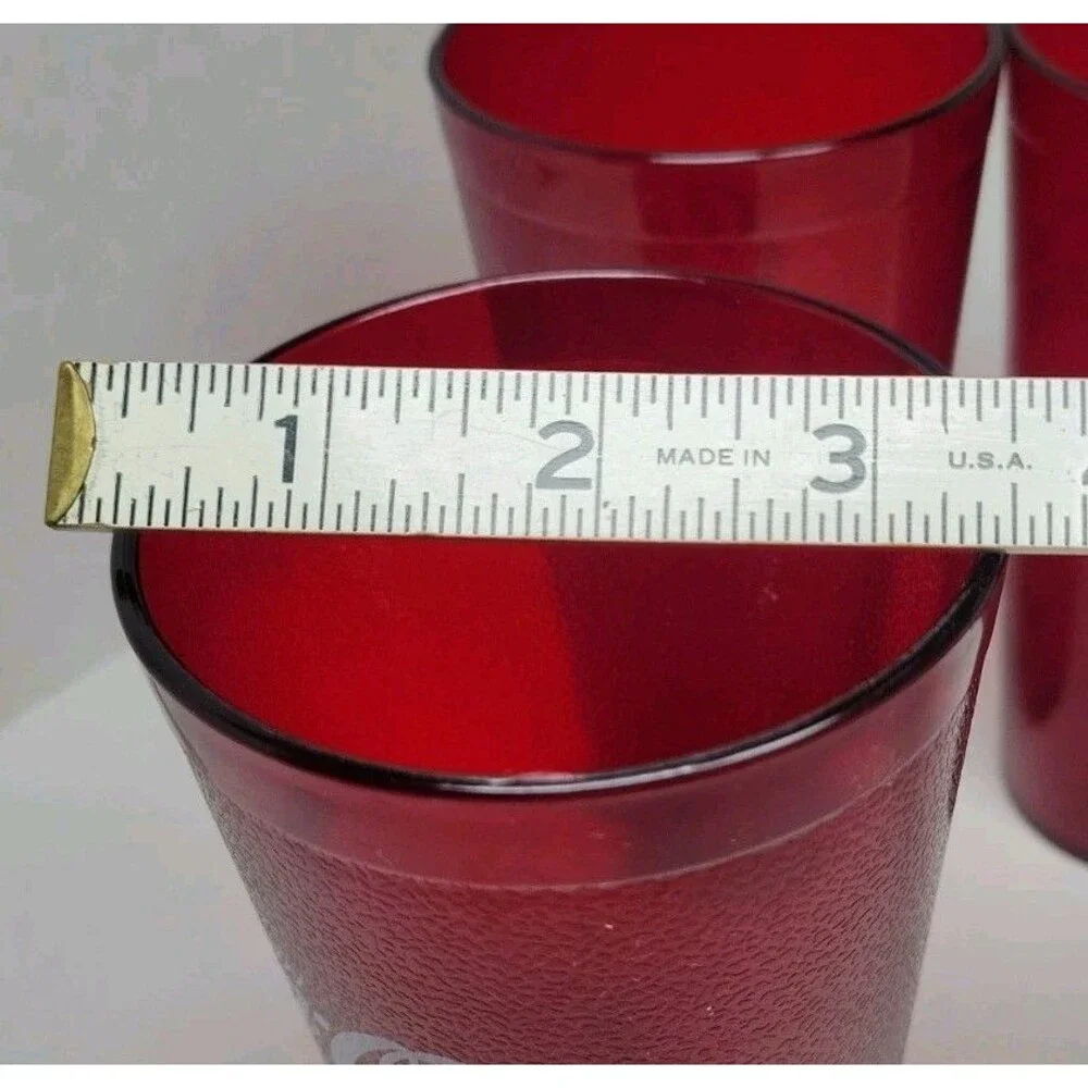 (4) Vintage Coca Cola 20 oz Red Plastic Model 5220 Restaurant Cups Carlisle NOS